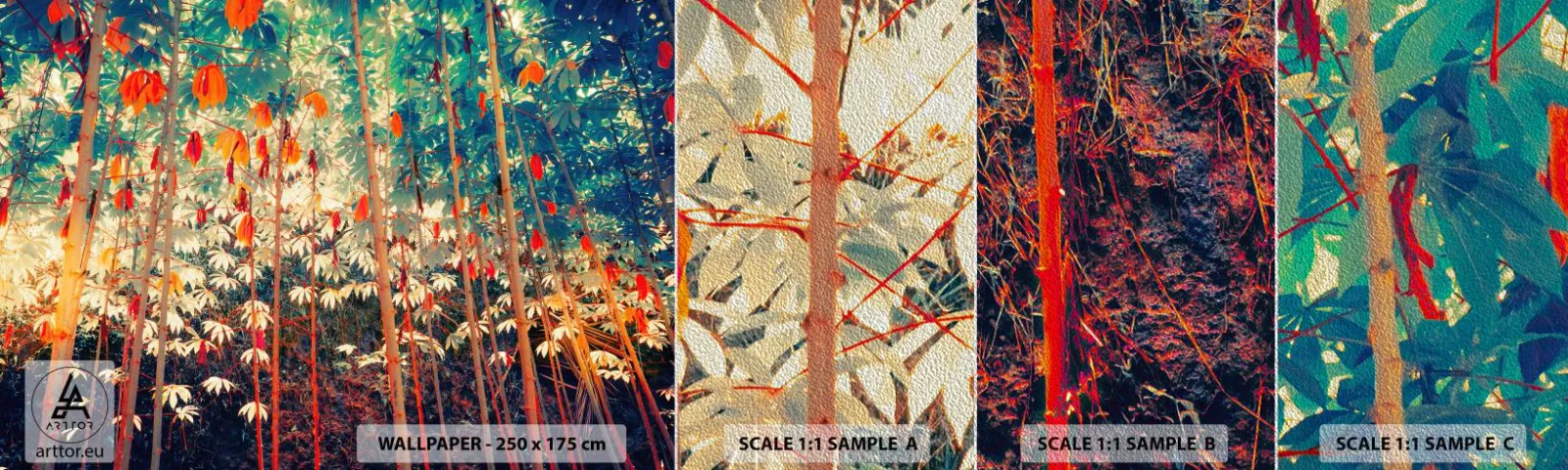 Fototapeta Próbka Premium Sand - Tajemne życie liści - Las Tropikalny, Natura, Drzewa - 100x30 cm