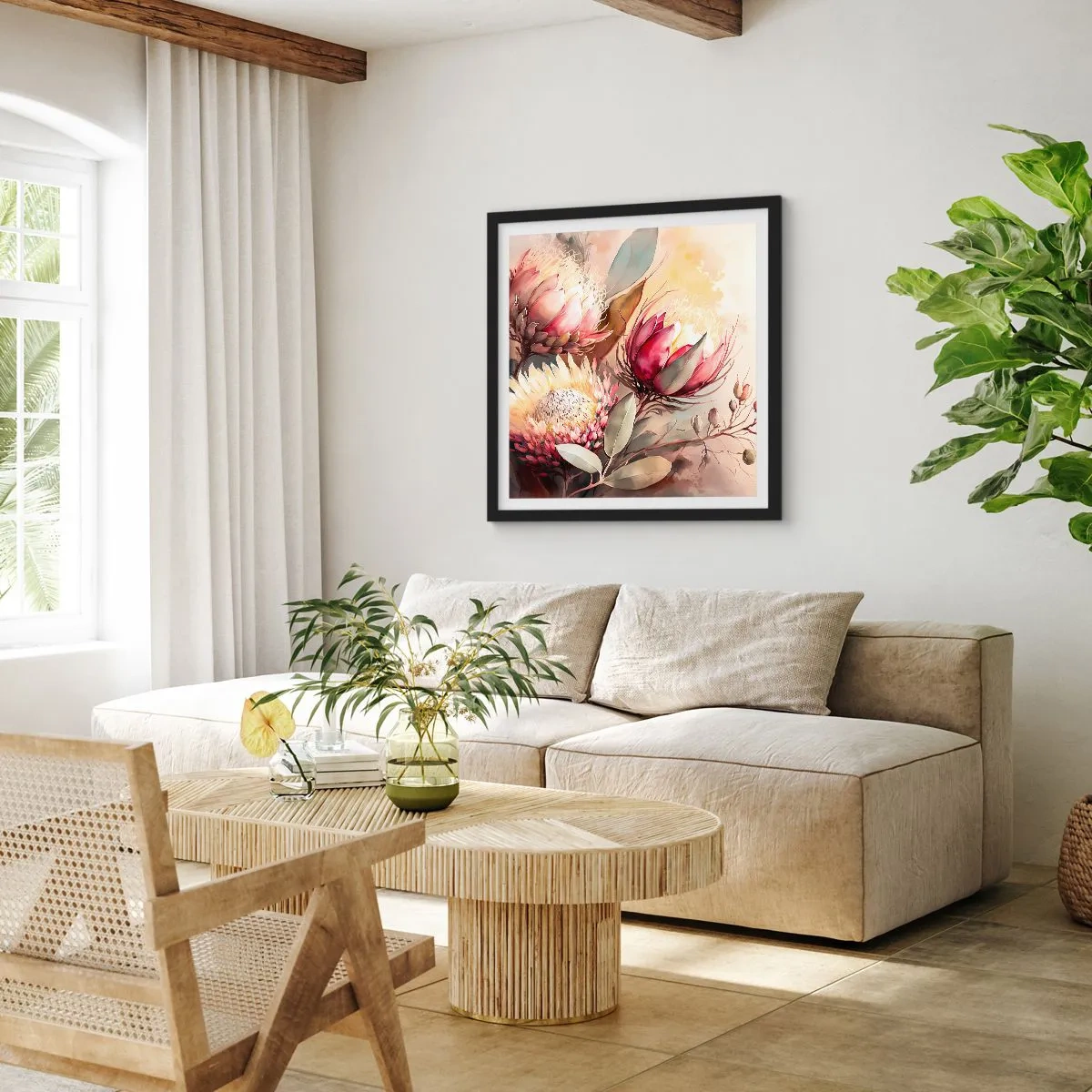 Plakat w czarnej ramie - Z profilu i en face - 50x50 cm