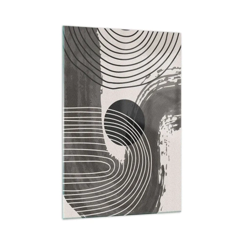 Obraz na szkle - Geometryczne linie i owale w monochromatycznych odcieniach - 70x100cm - Owal zwycięża - Nowoczesna dekoracja ścienna do salonu i sypialni ARTTOR