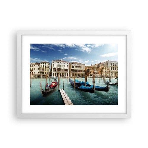 Plakat w białej ramie - Pałace w błękicie - 40x30 cm