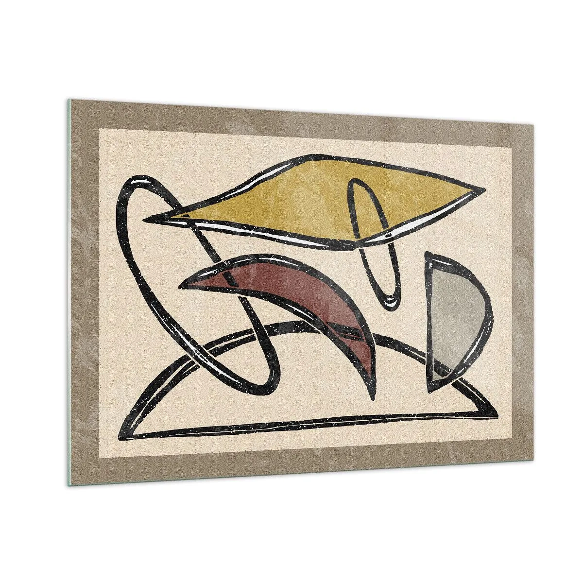 Obraz na szkle - Geometryczna abstrakcja w żółci i czerwieni - 100x70cm - Piony i poziomy - Nowoczesna dekoracja ścienna do salonu, kuchni i sypialni ARTTOR