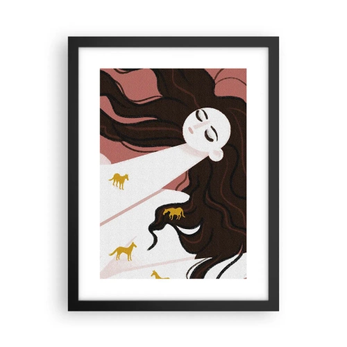 Plakat w czarnej ramie - Sen o złotym koniu - 30x40 cm