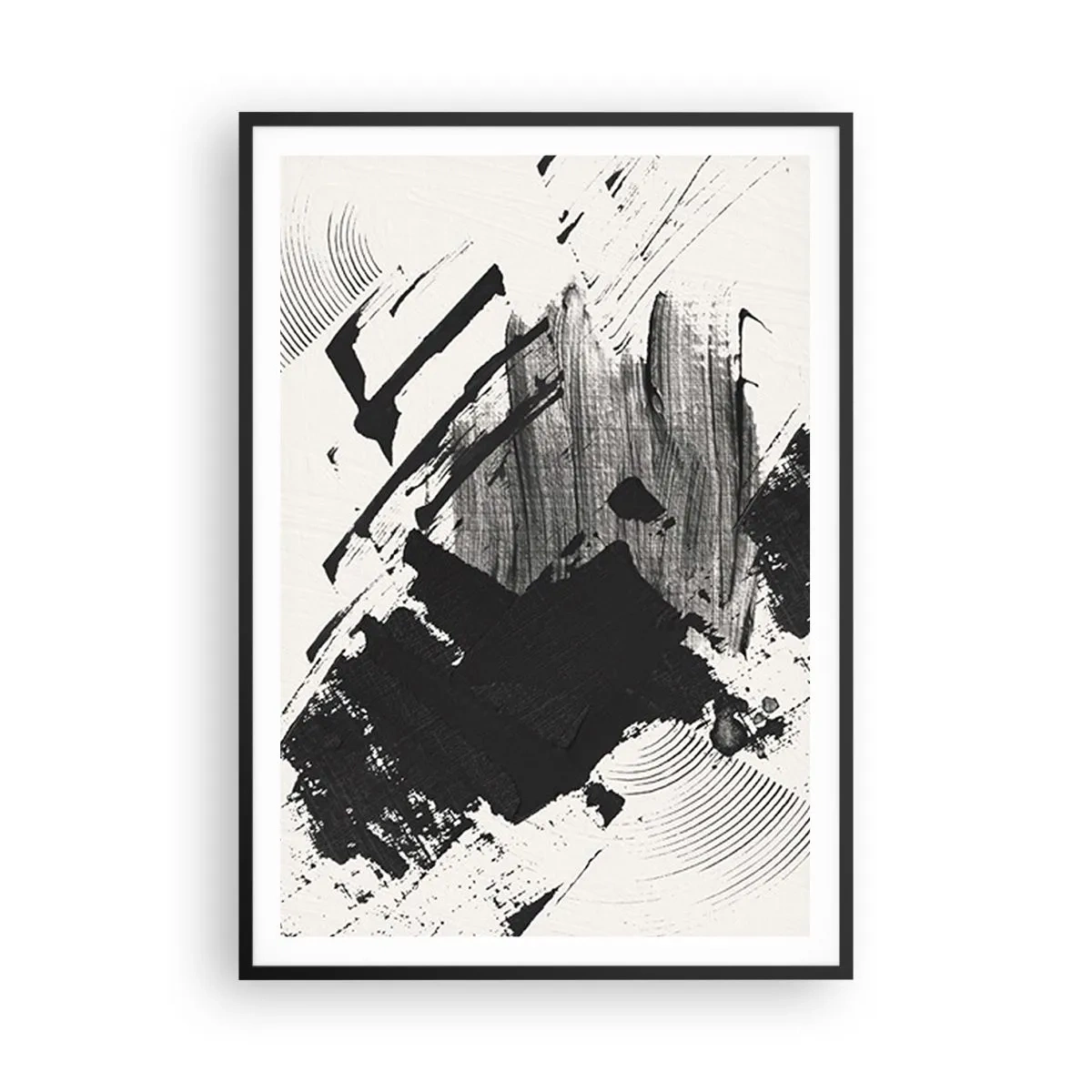 Plakat w czarnej ramie - Abstrakcja – ekspresja czerni - 70x100 cm