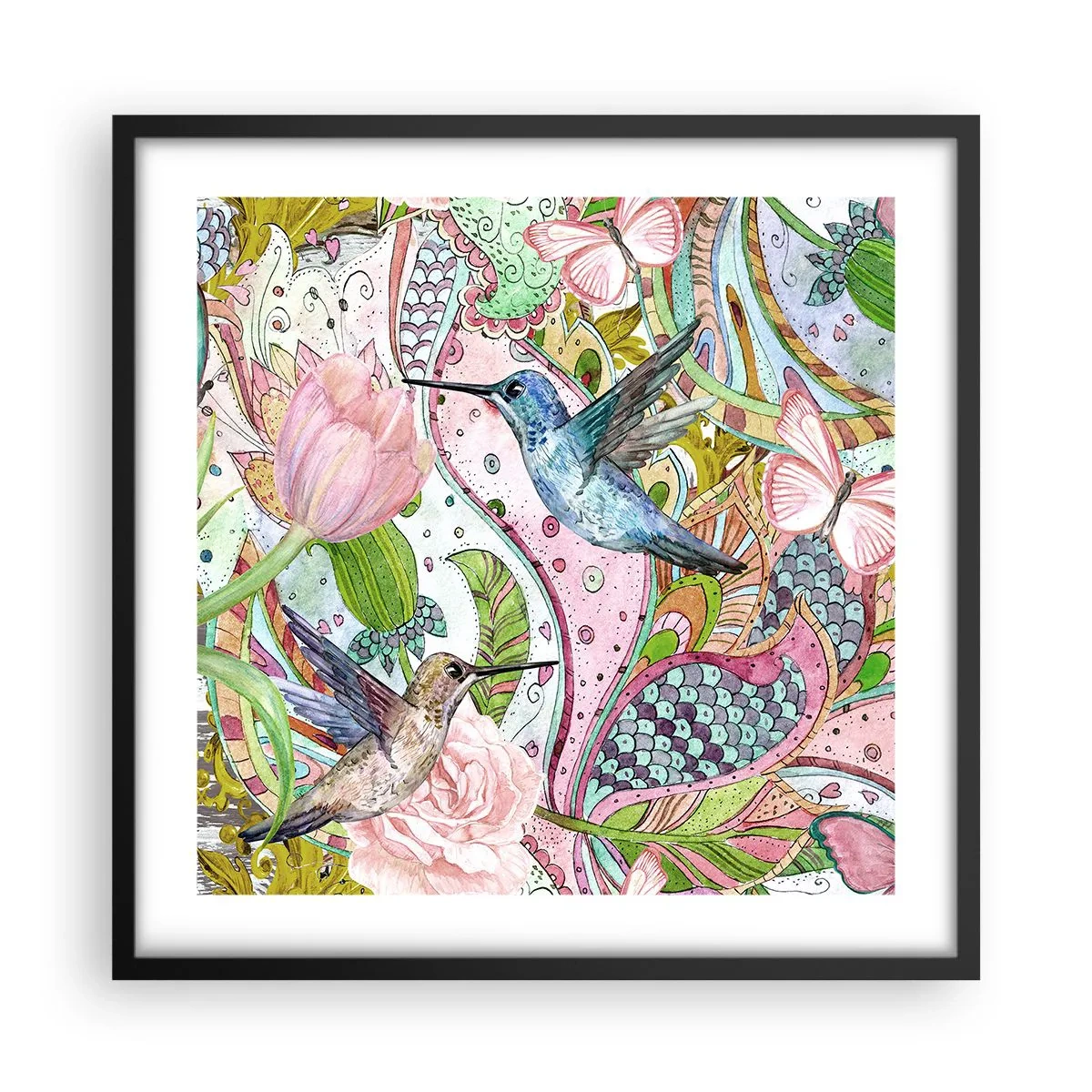 Plakat w czarnej ramie - Wplątane w pnączach - 50x50 cm