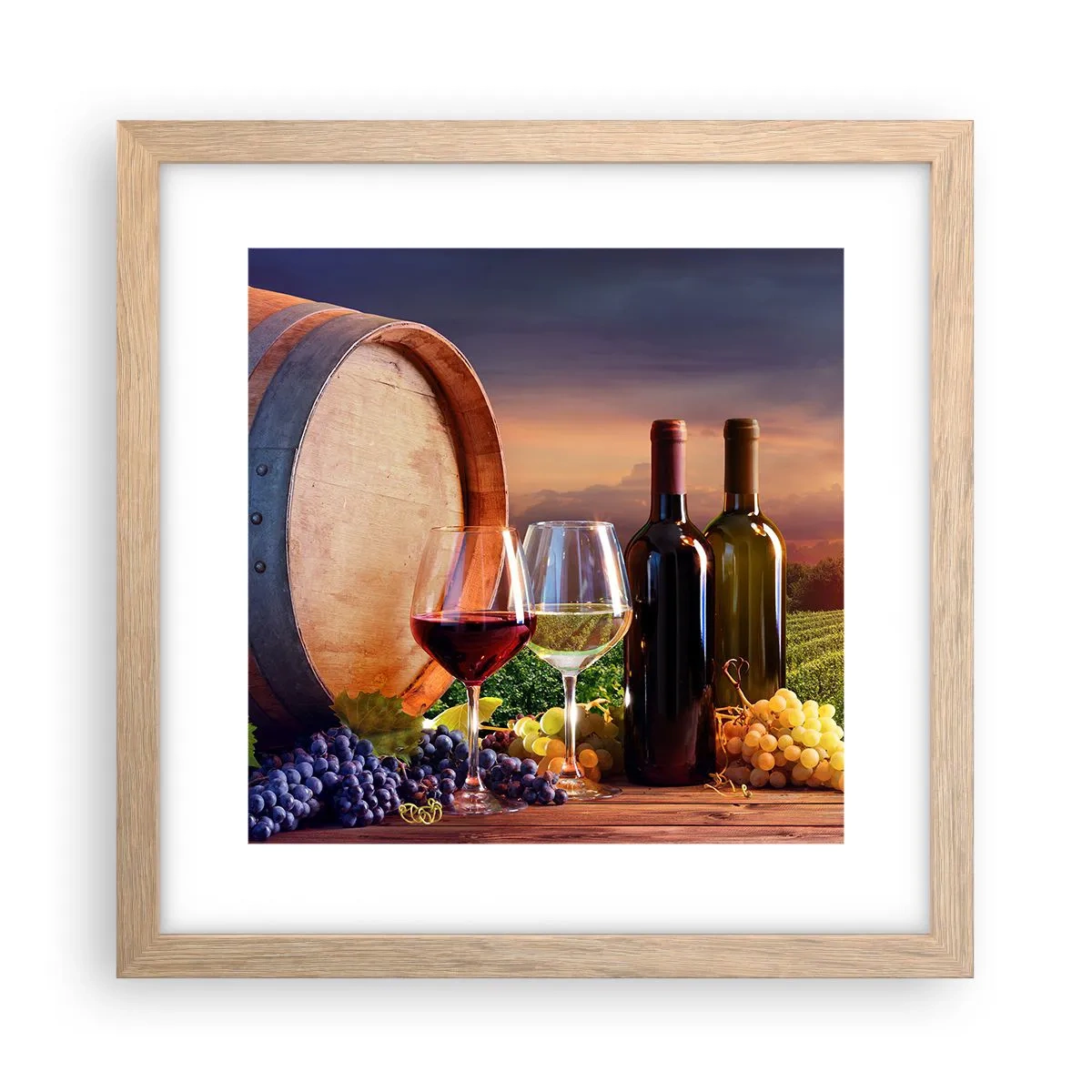 Plakat w ramie jasny dąb - Tu życie ma smak - 30x30 cm