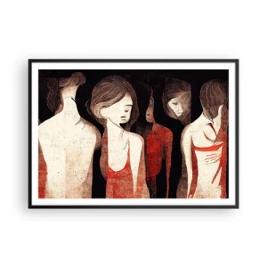 Plakat w czarnej ramie - Artystyczne postacie w abstrakcyjnej kompozycji - 100x70cm - Madonny z ciemności - Nowoczesna dekoracja ścienna do salonu i sypialni ARTTOR