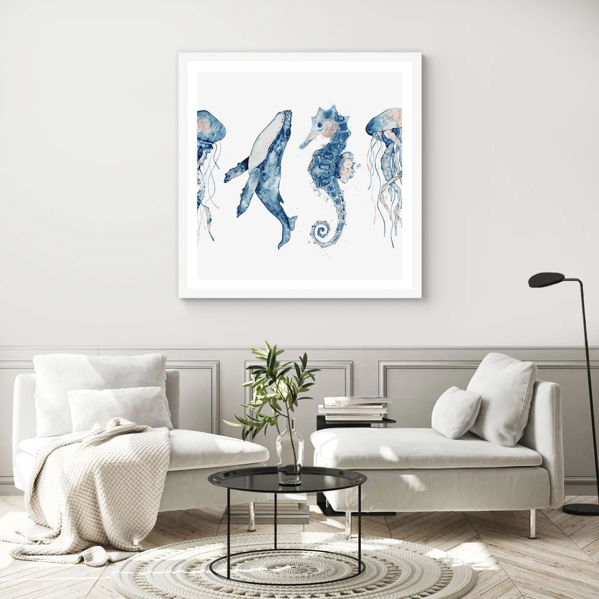 Plakat w białej ramie - Morskie dziwy - 30x30 cm