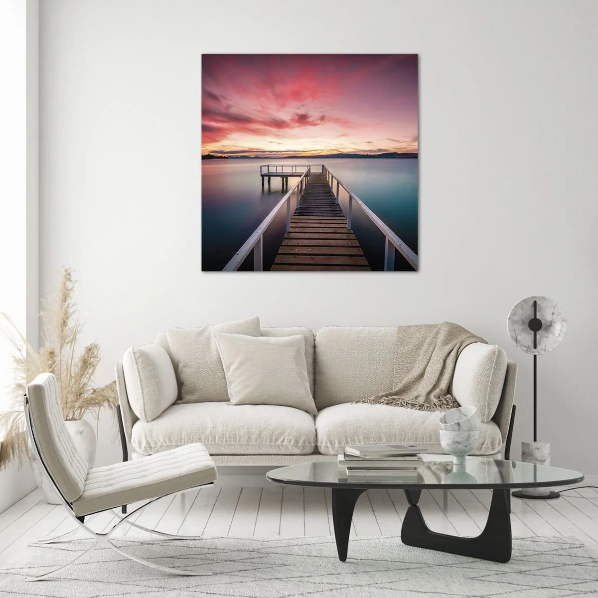 Obraz na szkle - Łagodny płomień wieczoru - 60x60 cm