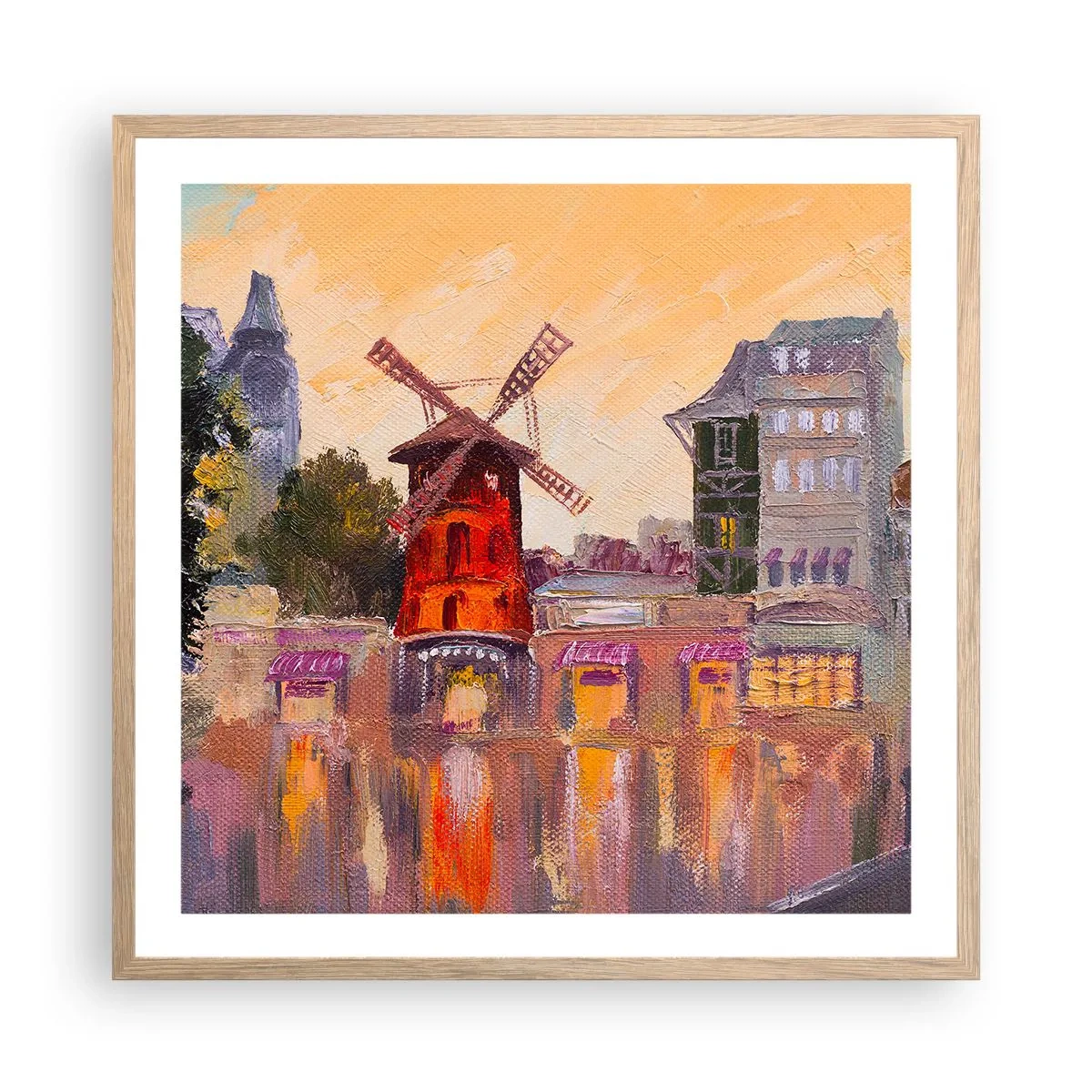 Plakat w ramie jasny dąb - Paryskie ikony – Moulin Rouge - 60x60 cm