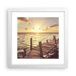 Plakat w białej ramie - Złota kraina łagodności - 30x30 cm