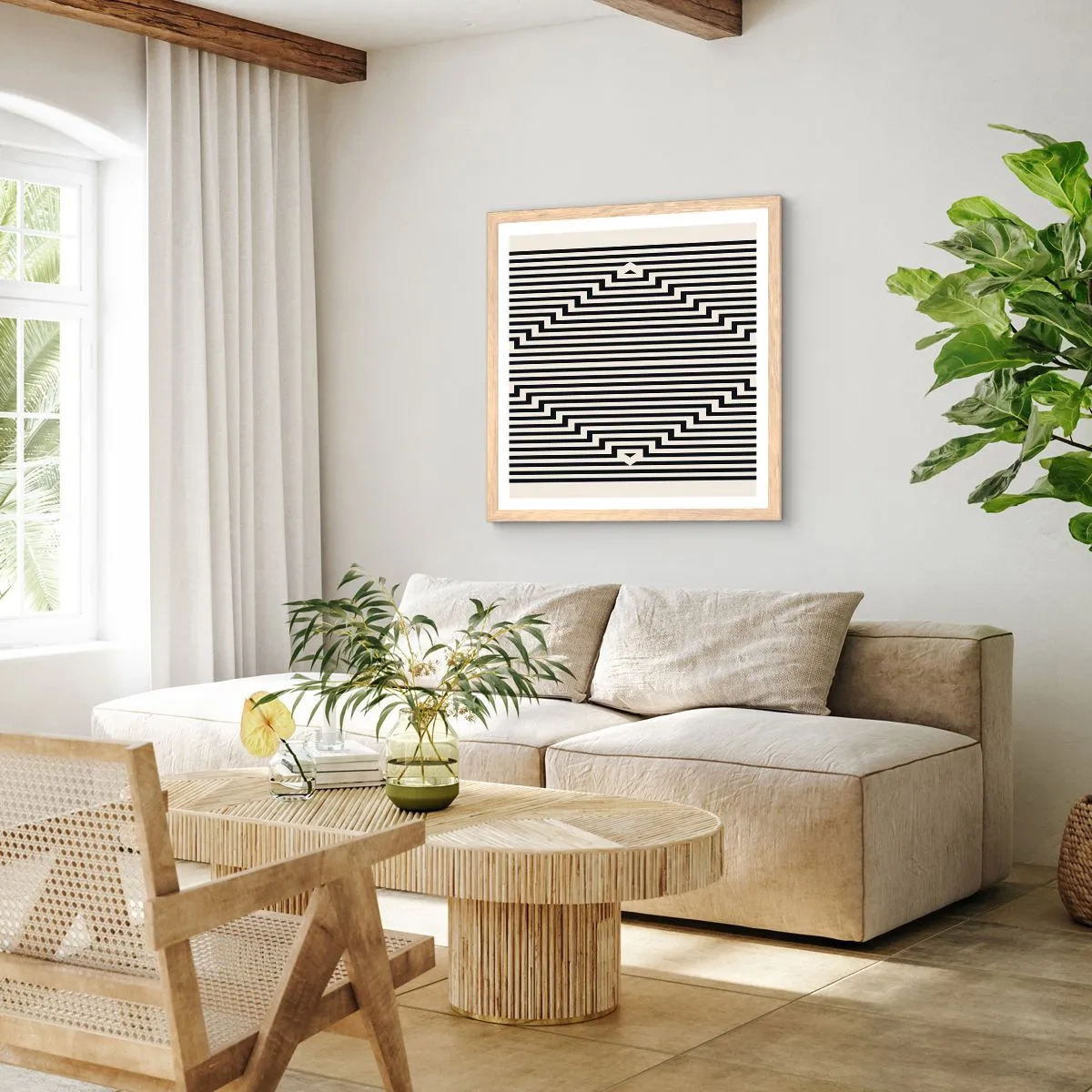 Plakat w ramie jasny dąb - Geometryczna iluzja - 40x40 cm