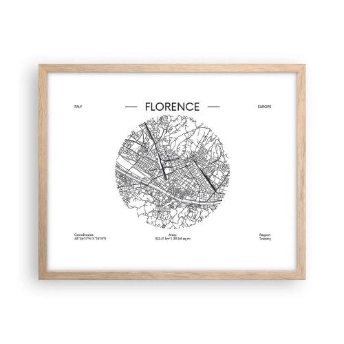Plakat w ramie jasny dąb - Anatomia Florencji - 50x40 cm