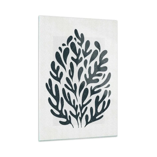 Obraz na szkle - Czarna organiczna forma na białym tle - 50x70cm - Kształty natury - Nowoczesna dekoracja ścienna do salonu, kuchni i sypialni ARTTOR