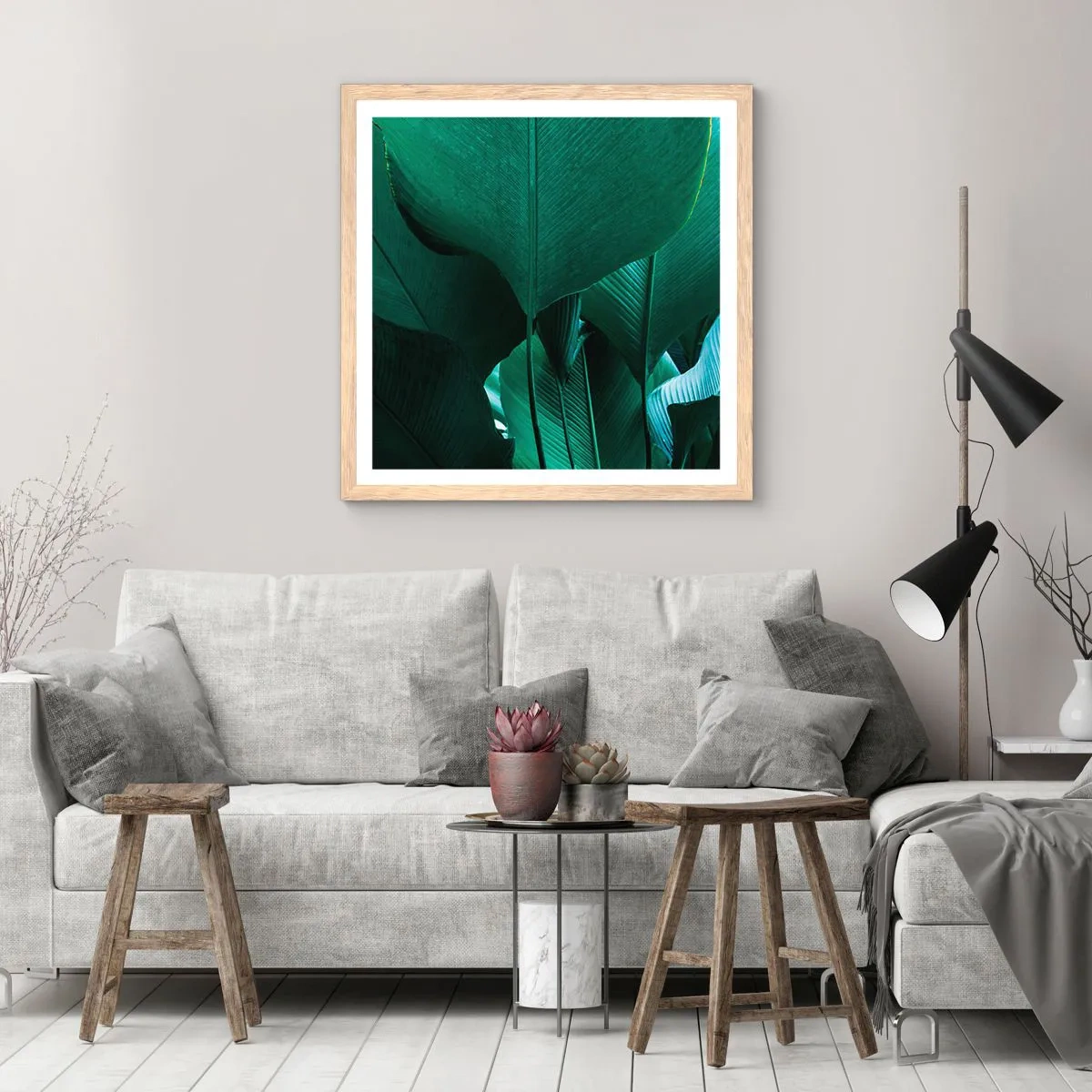 Plakat w ramie jasny dąb - Zwrócone do światła - 60x60 cm