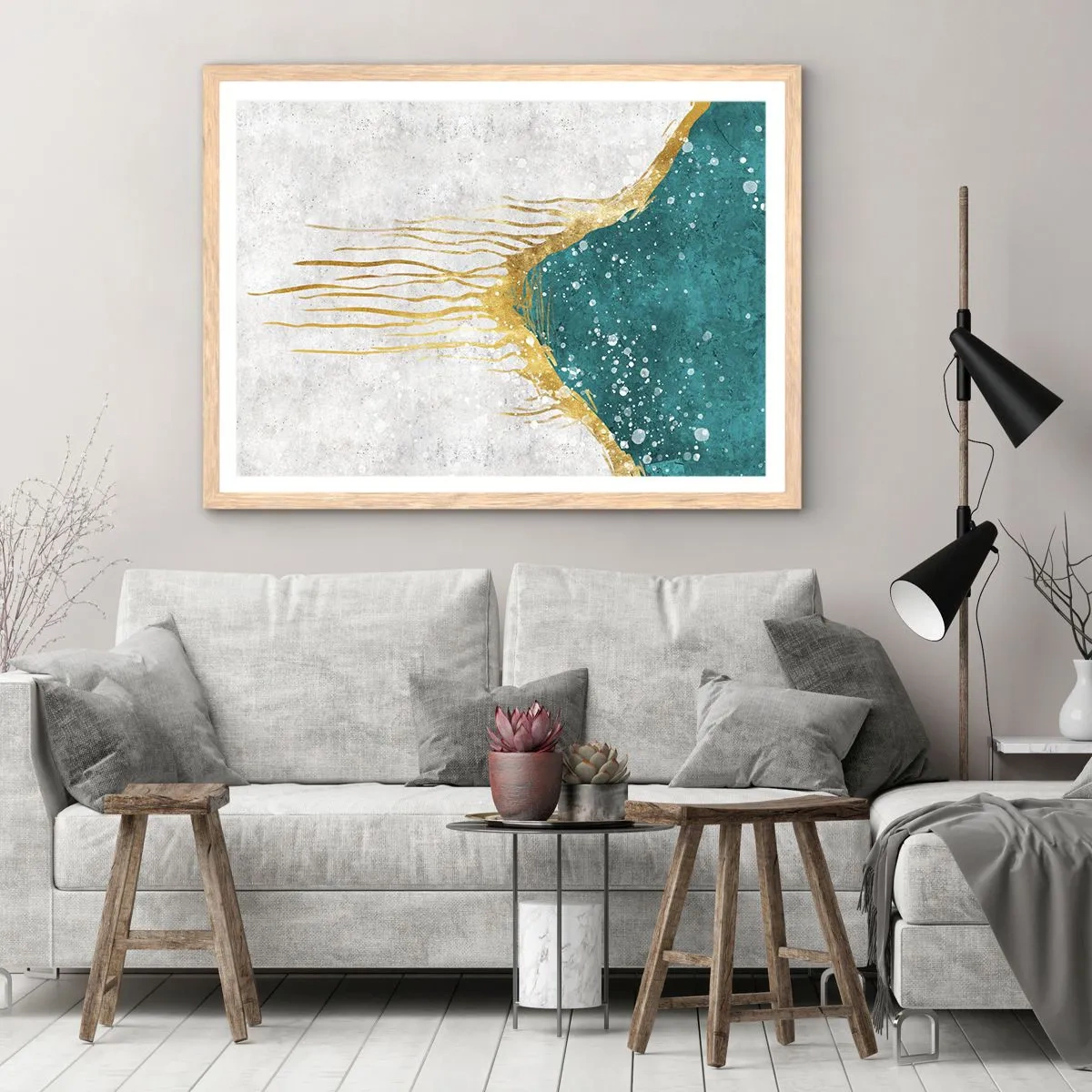 Plakat w ramie jasny dąb - Złoty przypływ - 100x70 cm