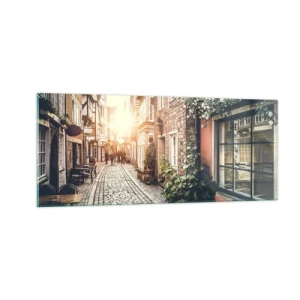 Obraz na szkle - Różany zaułek w różowym blasku - 100x40 cm