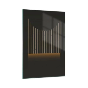 Obraz na szkle - Geometryczny wzór z pasami na ciemnym tle - 80x120cm - Zbadać ciemność - Nowoczesna dekoracja ścienna do salonu i sypialni ARTTOR