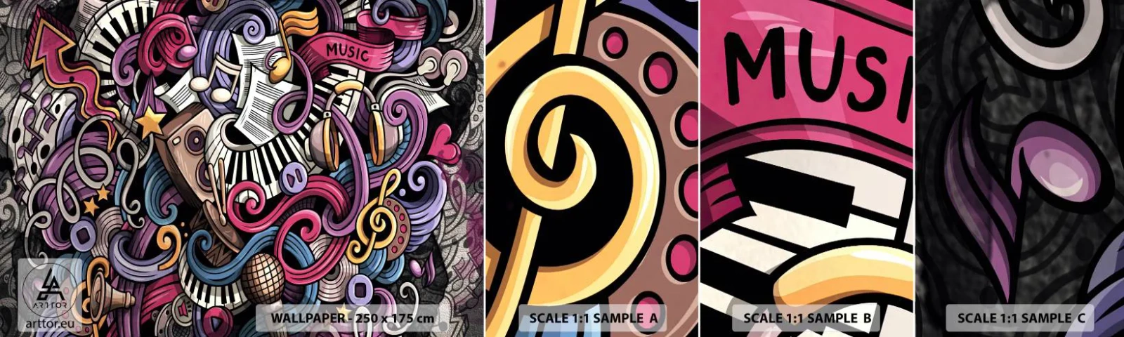 Fototapeta Próbka Samoprzylepna Deluxe Sticker - Skomplikowana melodia - Muzyka, Mural, Graffiti - 100x30 cm