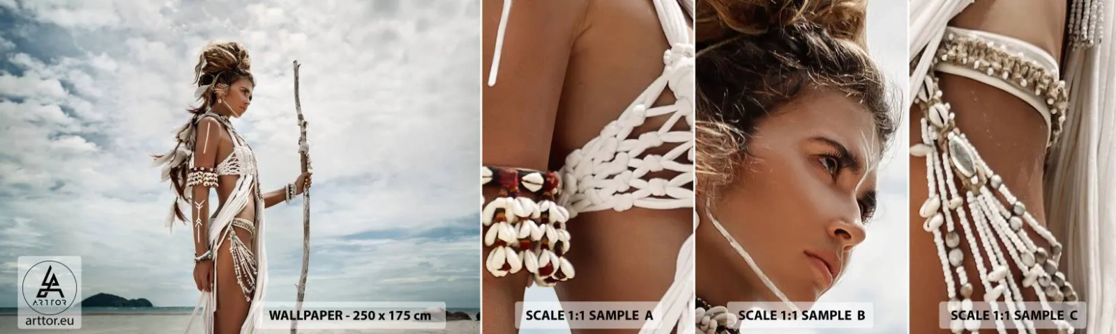 Fototapeta Próbka Samoprzylepna Deluxe Sticker - Królowa tropików - Kobieta, Strój Etniczny, Plemię - 100x30 cm