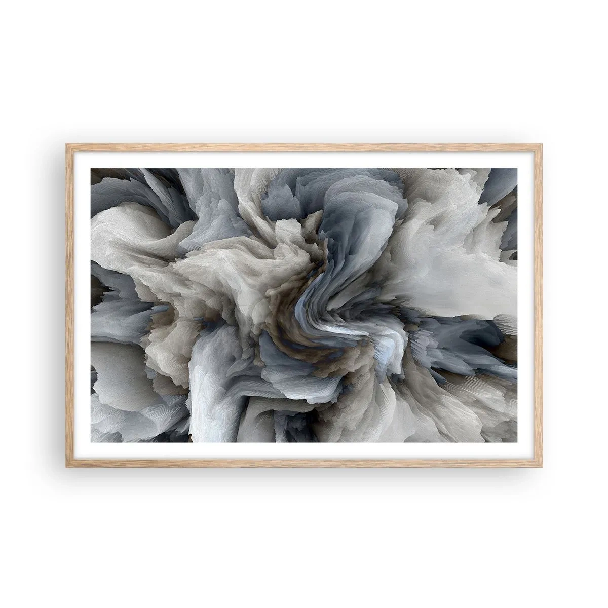 Plakat w ramie jasny dąb - Kamień i kwiat - 91x61 cm