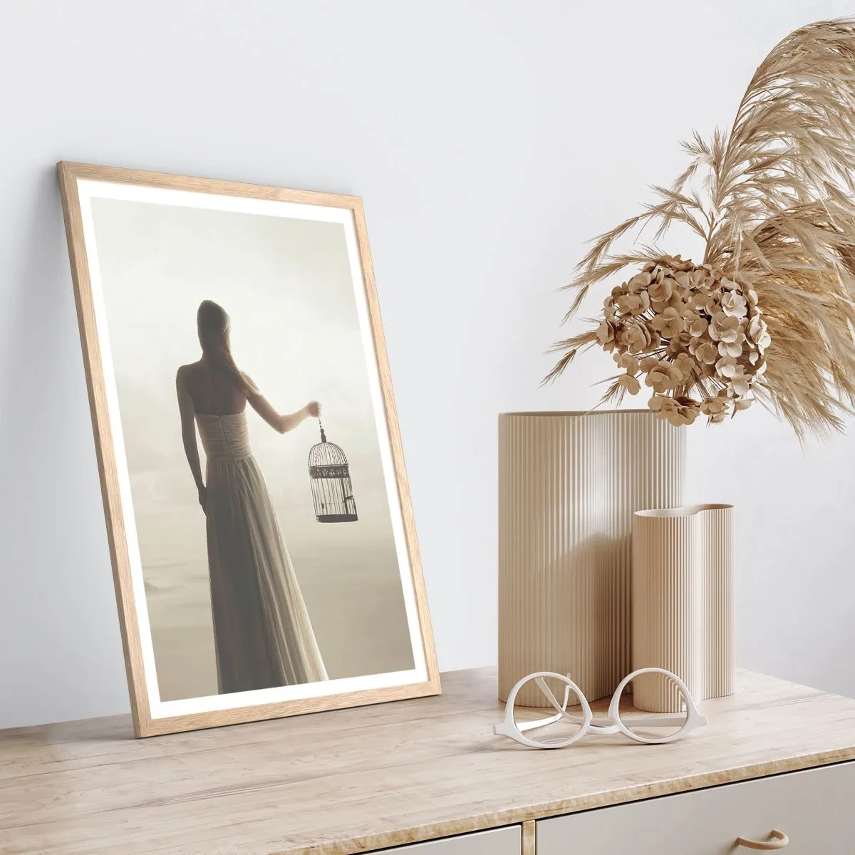 Plakat w ramie jasny dąb - Bądź wolna - 50x70 cm