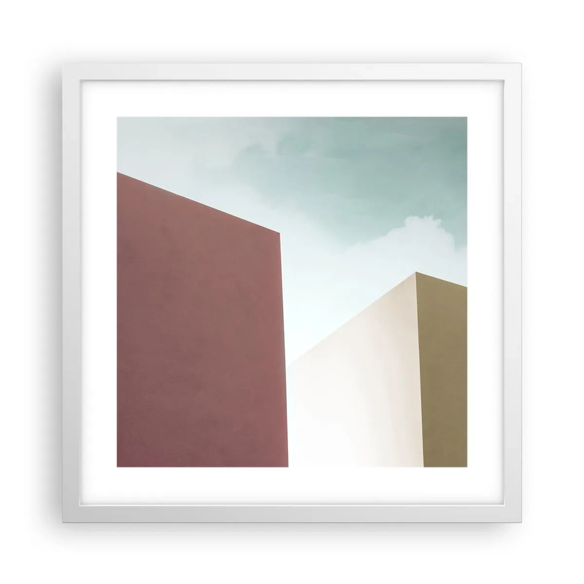 Plakat w białej ramie - Geometria słonecznego lata - 40x40 cm