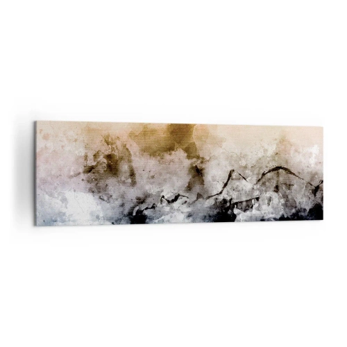 Obraz na płótnie - Abstrakcyjny krajobraz z mgłą i subtelnymi kolorami - 160x50cm - Zatopione w tumanie mgły - Nowoczesna dekoracja ścienna do salonu i sypialni ARTTOR