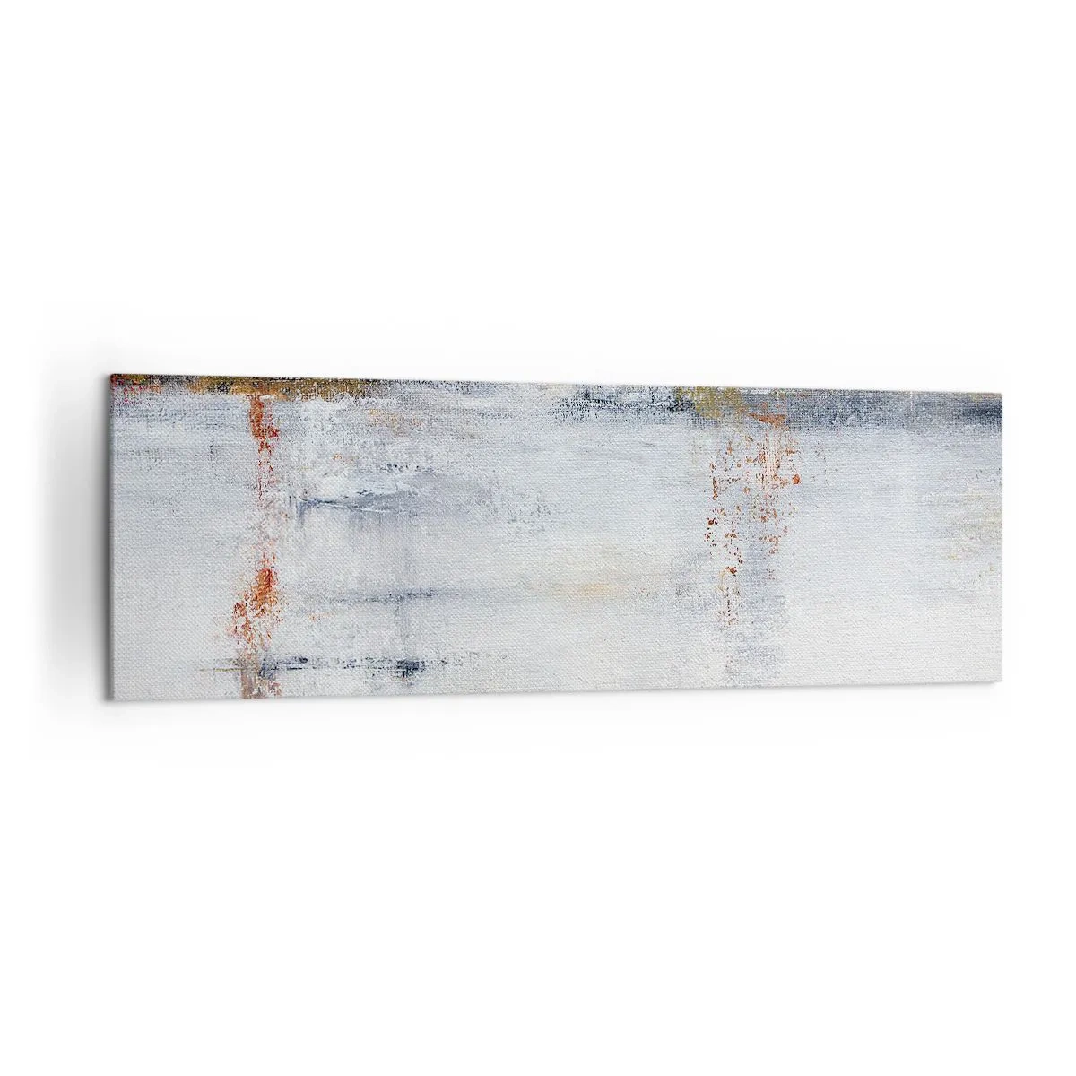 Obraz na płótnie - Abstrakcyjny pejzaż z rozmytymi akcentami szarości i złota - 160x50cm - Za powietrza zasłoną - Nowoczesna dekoracja ścienna do salonu i sypialni ARTTOR
