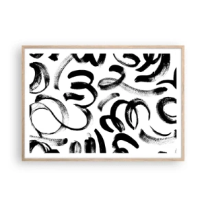 Plakat w ramie jasny dąb - Czarno na białym - 100x70 cm