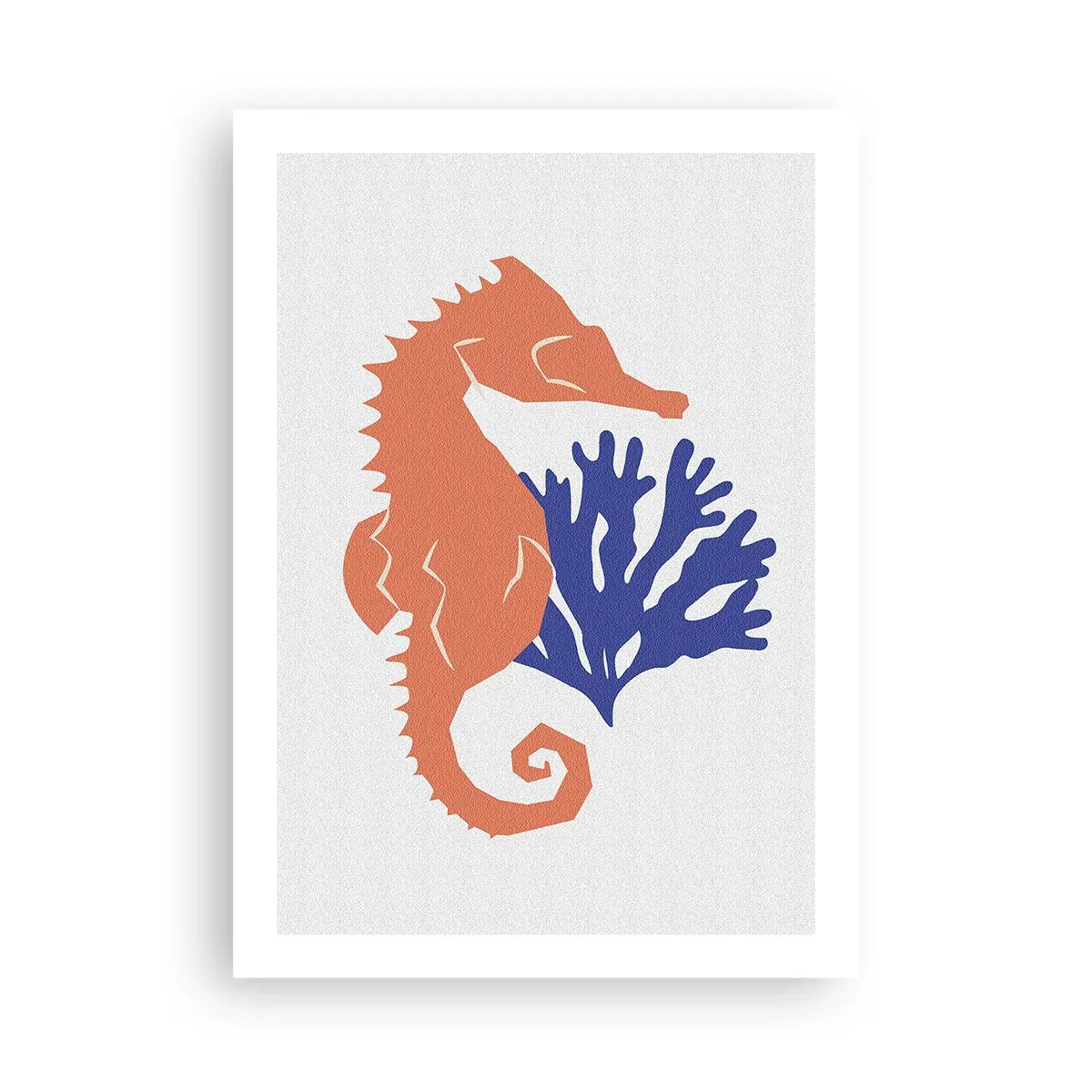 Plakat - Minimalistyczna grafika konika morskiego z koralowcem - 50x70cm - Na podwodnej łące - Nowoczesna dekoracja ścienna do salonu, kuchni i sypialni ARTTOR