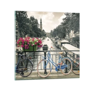 Obraz na szkle - Kolory amsterdamskiej ulicy - 50x50 cm