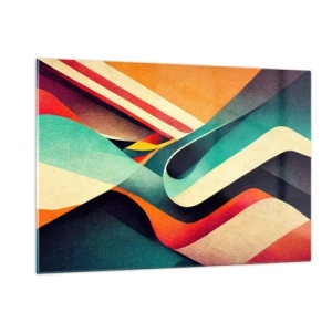 Obraz na szkle - Kolorowe pasy w dynamicznej, abstrakcyjnej kompozycji - 120x80cm - Kompozycja intensywna - Nowoczesna dekoracja ścienna do salonu, kuchni i sypialni ARTTOR