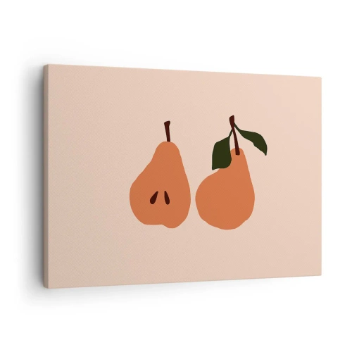 Obraz na płótnie - Sama słodycz - Minimalistyczna ilustracja dwóch gruszek na beżowym tle - 70x50cm