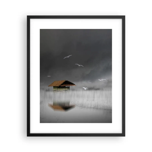 Plakat w czarnej ramie - Schronienie przed deszczem - 40x50 cm