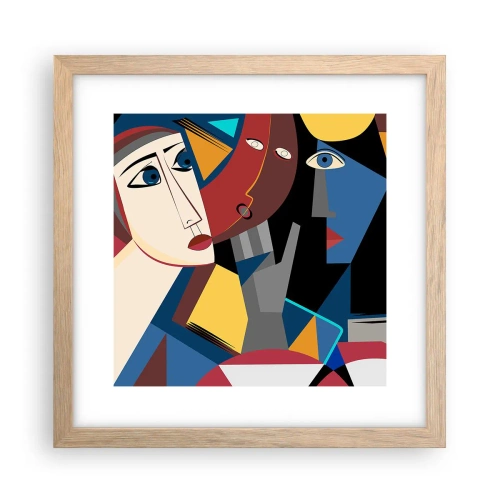 Plakat w ramie jasny dąb - Rozmowa kubistów - 30x30 cm