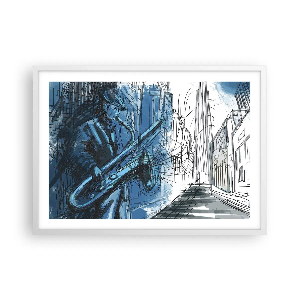 Plakat w białej ramie - Miejska rapsodia - 70x50 cm