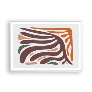 Plakat w białej ramie - Kompozycja organiczna promienista - 100x70 cm