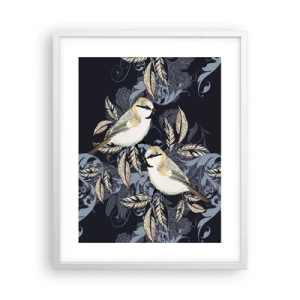 Plakat w białej ramie - Żółto-błękitny trel - 40x50 cm