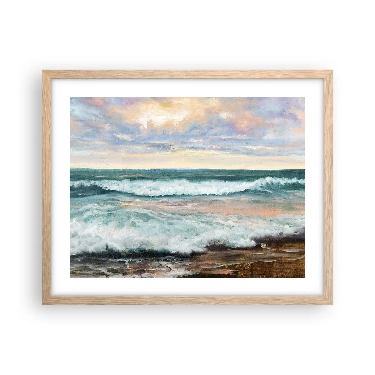 Plakat w ramie jasny dąb - Tutaj wygładzisz duszę - 50x40 cm