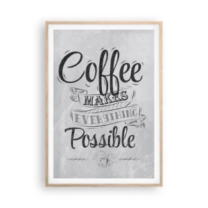 Plakat w ramie jasny dąb - Jak tu nie kochać kawy - 70x100 cm