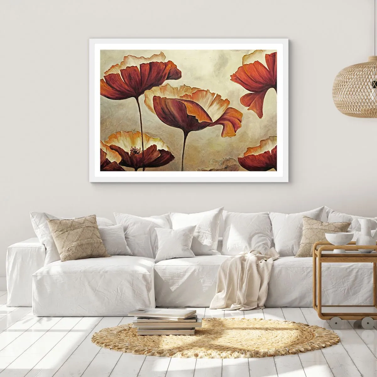 Plakat w białej ramie - Łąki łan - 100x70 cm
