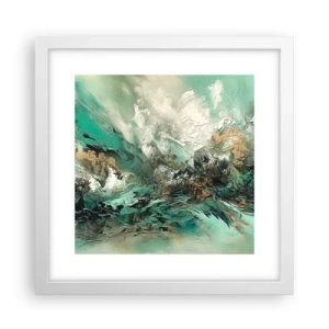 Plakat w białej ramie - Szmaragdowo-czarna kipiel - 30x30 cm
