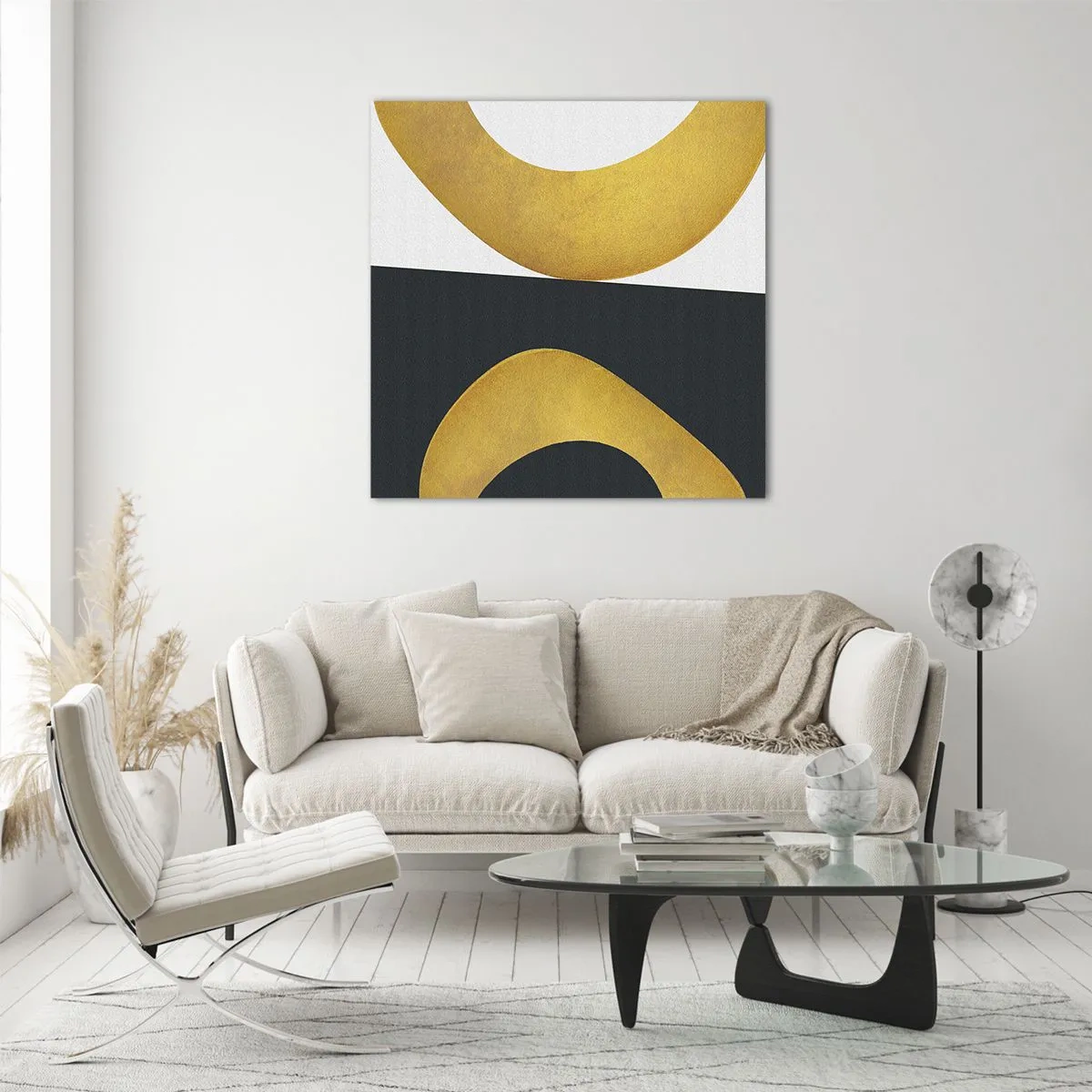 Obraz na szkle - Po pierwsze: złoto - 70x70 cm