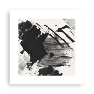 Plakat - Abstrakcja – ekspresja czerni - 30x30 cm