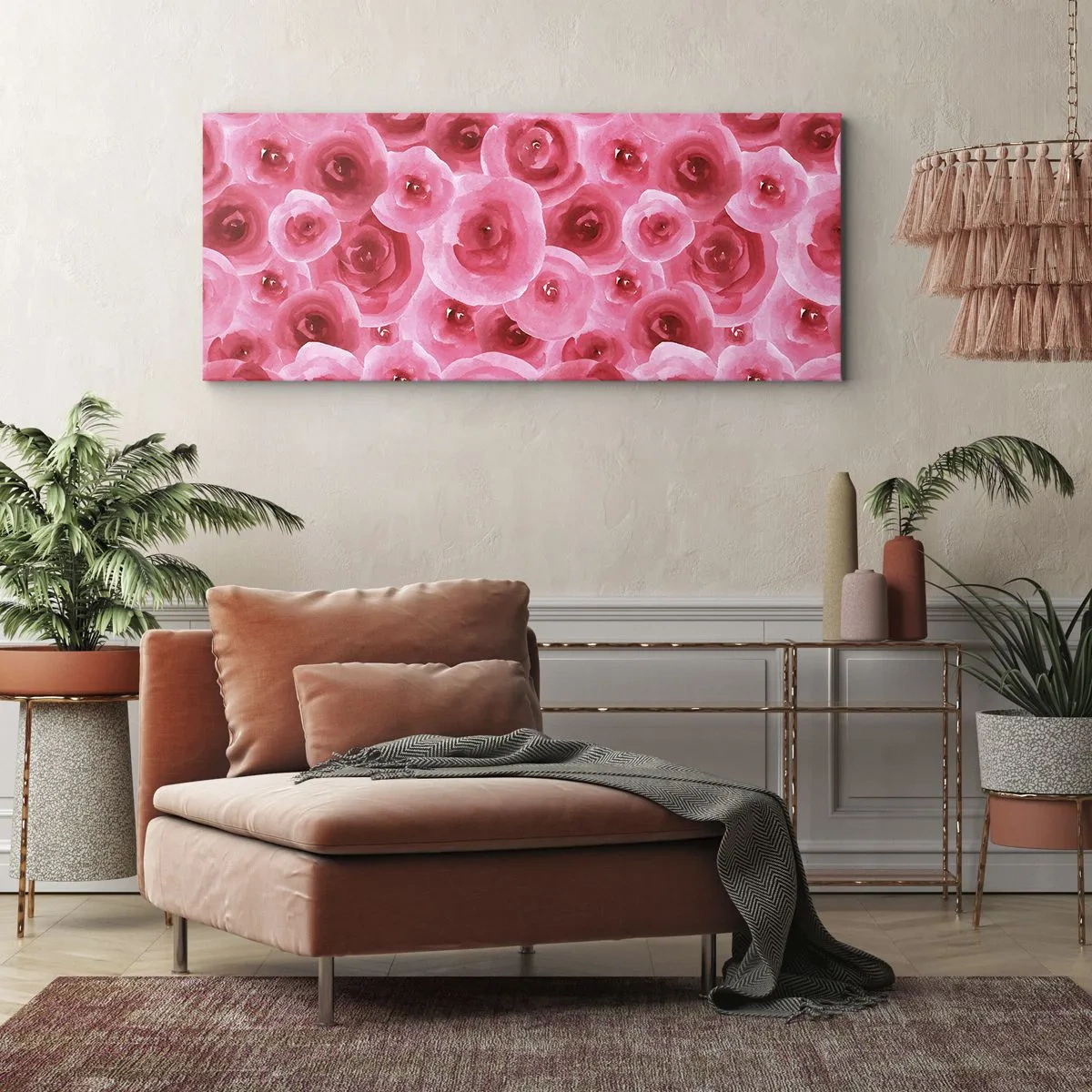 Obraz na płótnie - Róże na dole i na górze - 90x30 cm