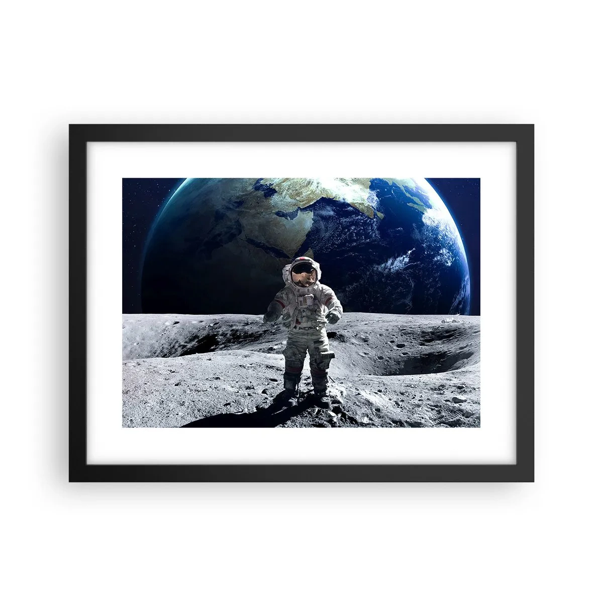 Plakat w czarnej ramie - Pozdrowienia z Księżyca - 40x30 cm