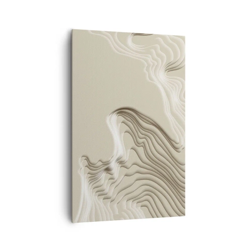 Obraz na płótnie - Abstrakcyjny wzór w odcieniach beżu z liniowym efektem - 80x120cm - Topografia sztuki - Nowoczesna dekoracja ścienna do salonu i sypialni ARTTOR