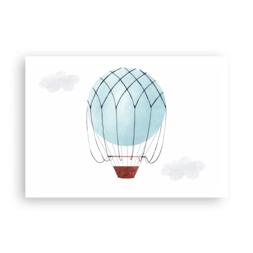 Plakat - Ręcznie malowany balon na tle delikatnych chmur - 100x70cm - Cały w chmurach - Nowoczesna dekoracja ścienna do salonu i sypialni ARTTOR