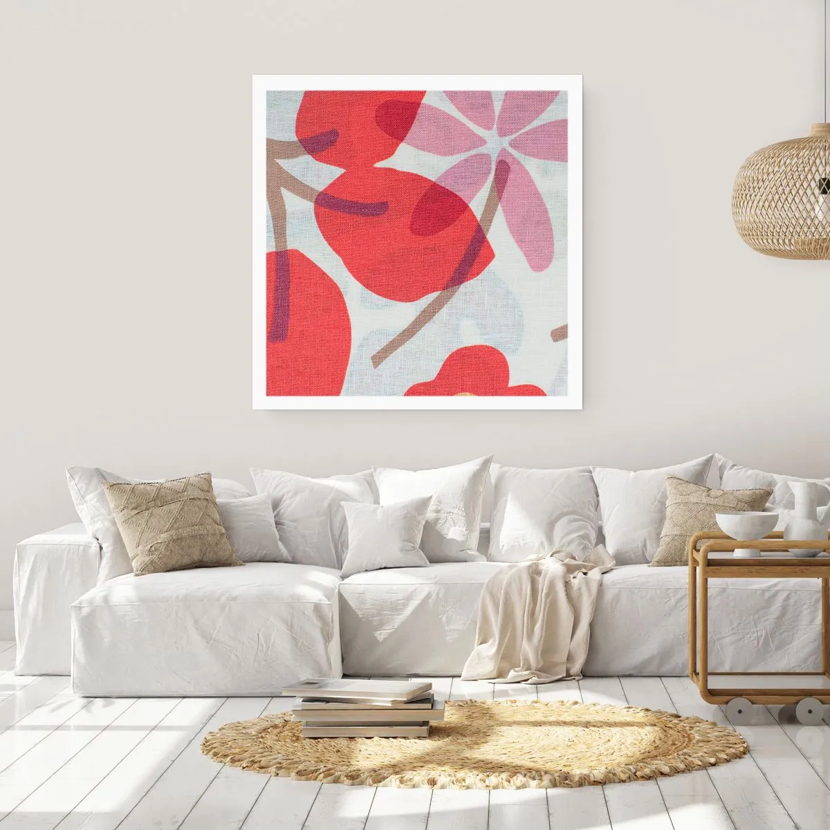 Plakat - Kompozycja kwiatowa w różu - 40x40 cm