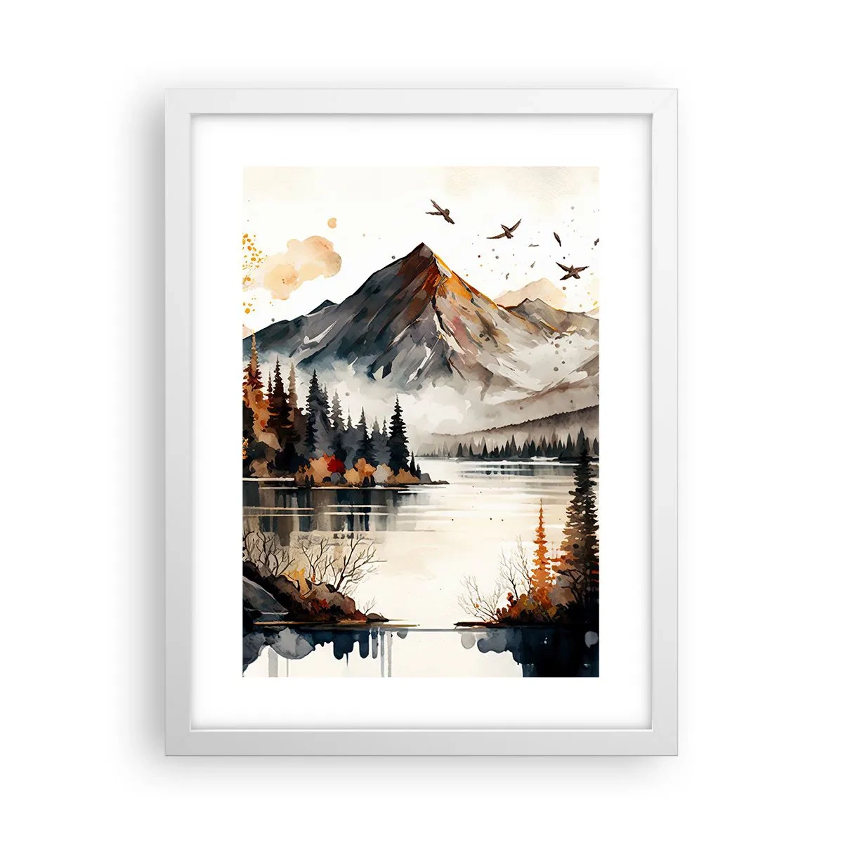 Plakat w białej ramie - Złota jesień w górach - 30x40 cm